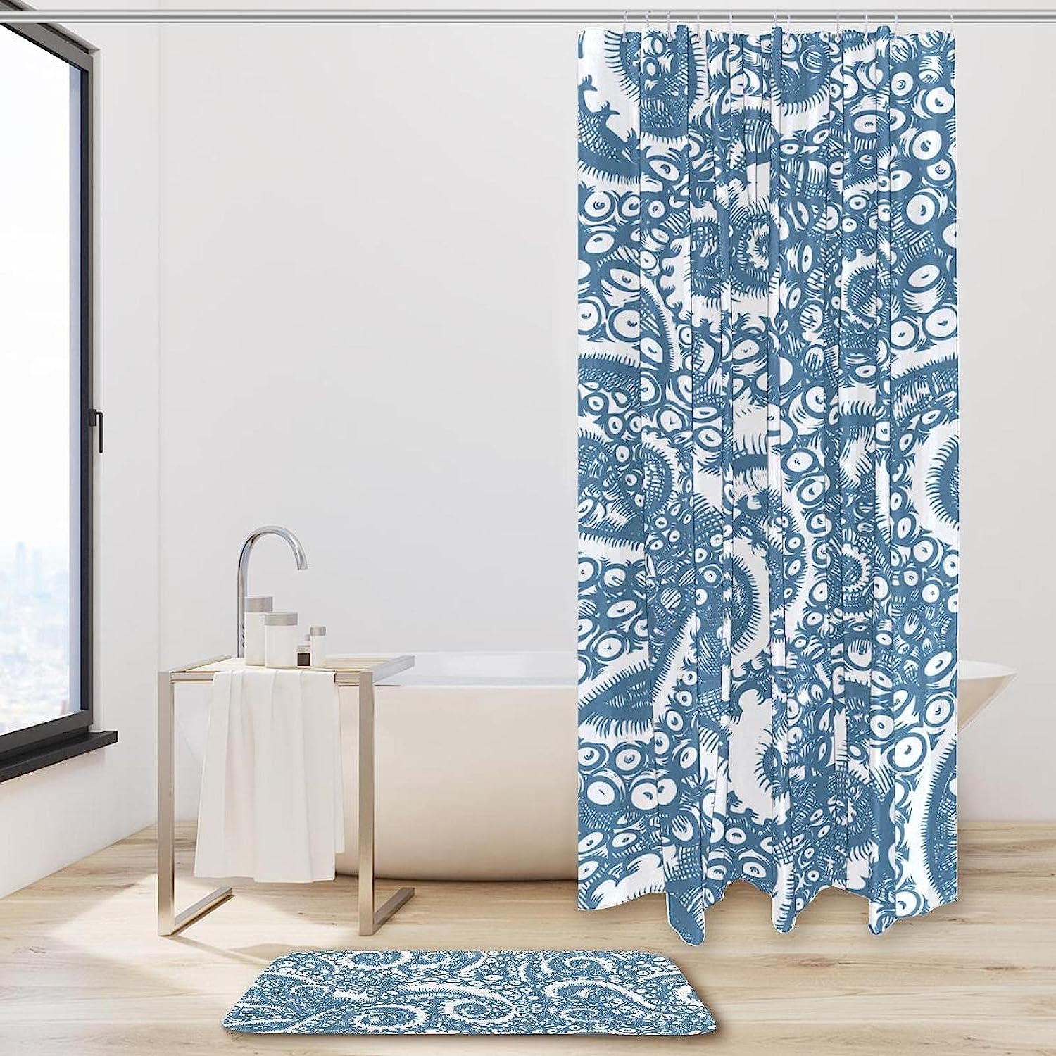 Waterproof Octopus Tentacles Shower Curtain Nautical Fabric Bathroom Decor