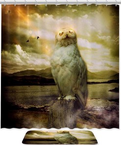 Waterproof Owl Animal Shower Curtain for Bathroom Decor