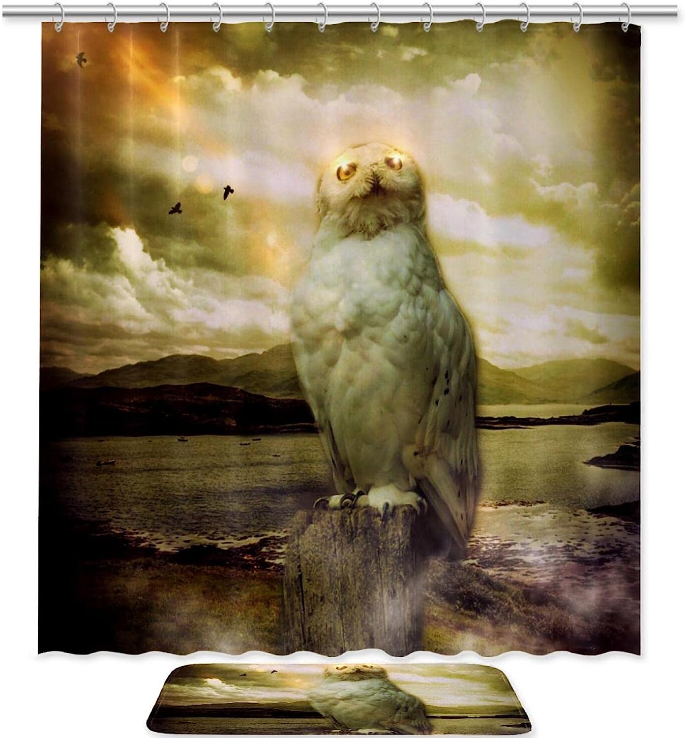 Waterproof Owl Animal Shower Curtain for Bathroom Decor