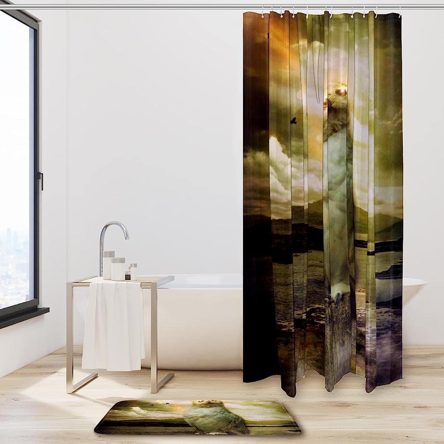 Waterproof Owl Animal Shower Curtain for Bathroom Decor