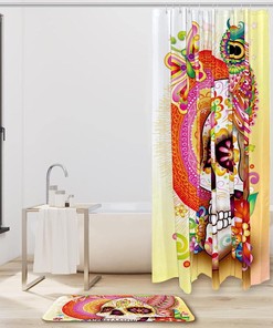 Waterproof Owl Skull Shower Curtain for Gothic Bathroom Decor