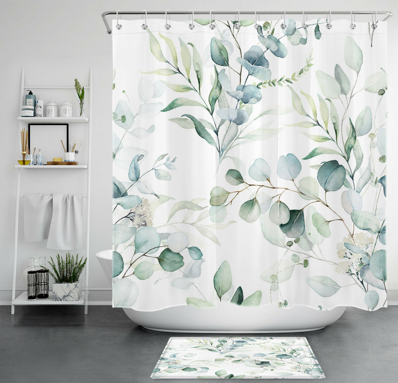 Waterproof Palm Leaf Shower Curtain For Tropical Bathroom Decor