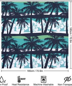 Waterproof Palm Tree Hawaii Shower Curtain For Bathroom Decoration
