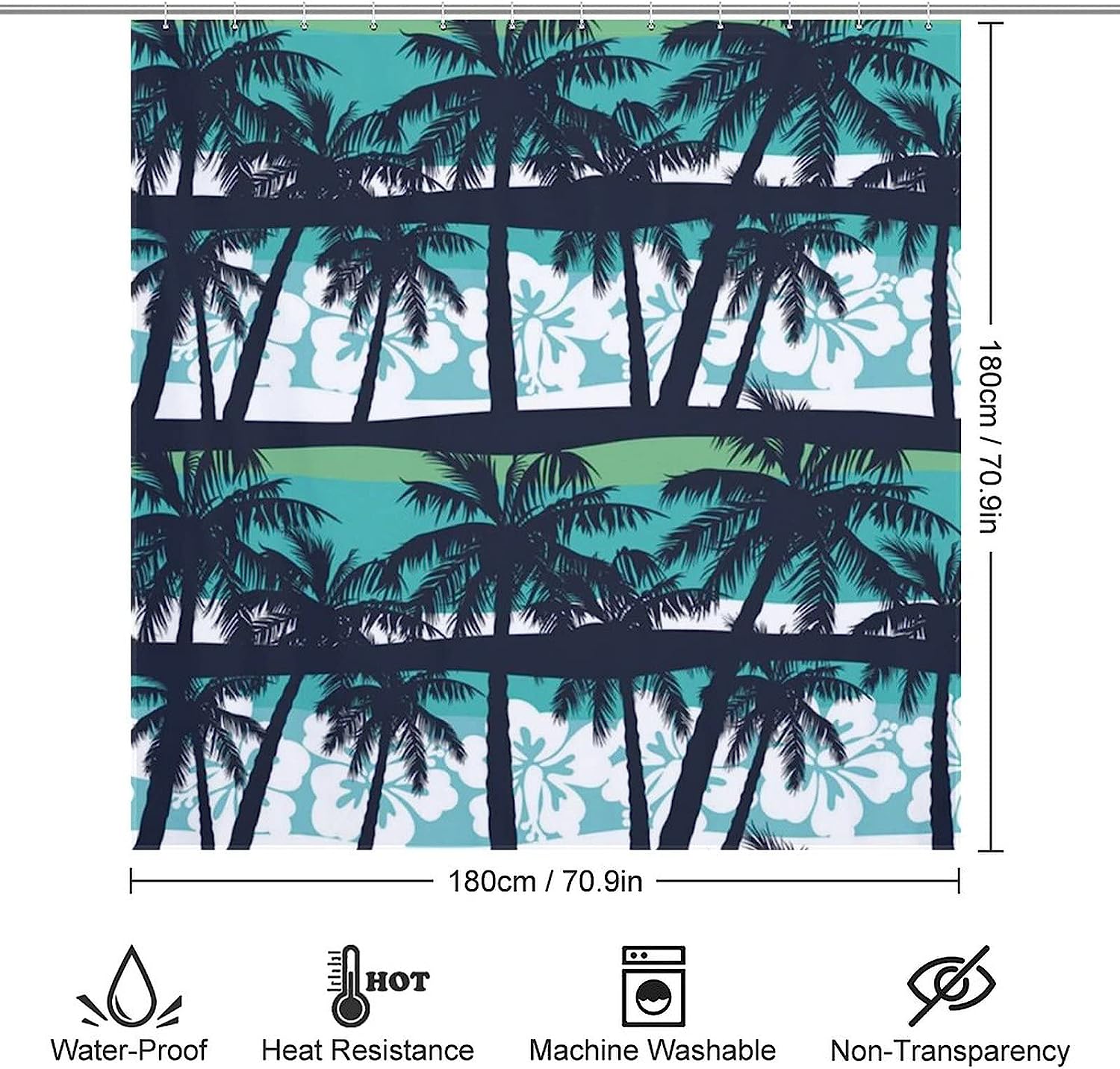 Waterproof Palm Tree Hawaii Shower Curtain For Bathroom Decoration