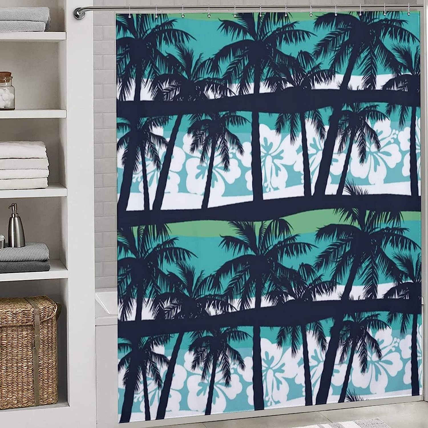 Waterproof Palm Tree Hawaii Shower Curtain For Bathroom Decoration