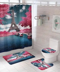 Waterproof Paris Eiffel Tower Shower Curtain, Perfect for Simple French Bathroom Decor 