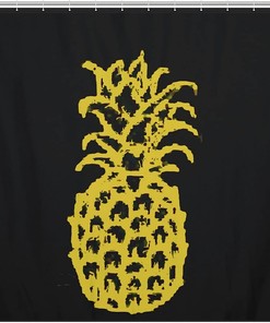 Waterproof Pineapple Shower Curtain - Perfect For Bathroom Decorr - Metal Grommet Holes