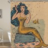 Waterproof Pink Mermaid Print Shower Curtain for Bathroom and Children Room Decor