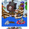 Waterproof Pirate Ship Shower Curtain with Ocean Theme - Cloth Fabric Bathroom Curtain for Home Decor