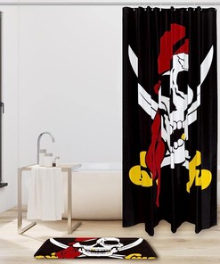 Waterproof Pirate Skull Print Bathroom Shower Curtain