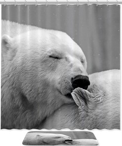 Waterproof Polar Bear Bathroom Curtain with Eye-catching Pattern