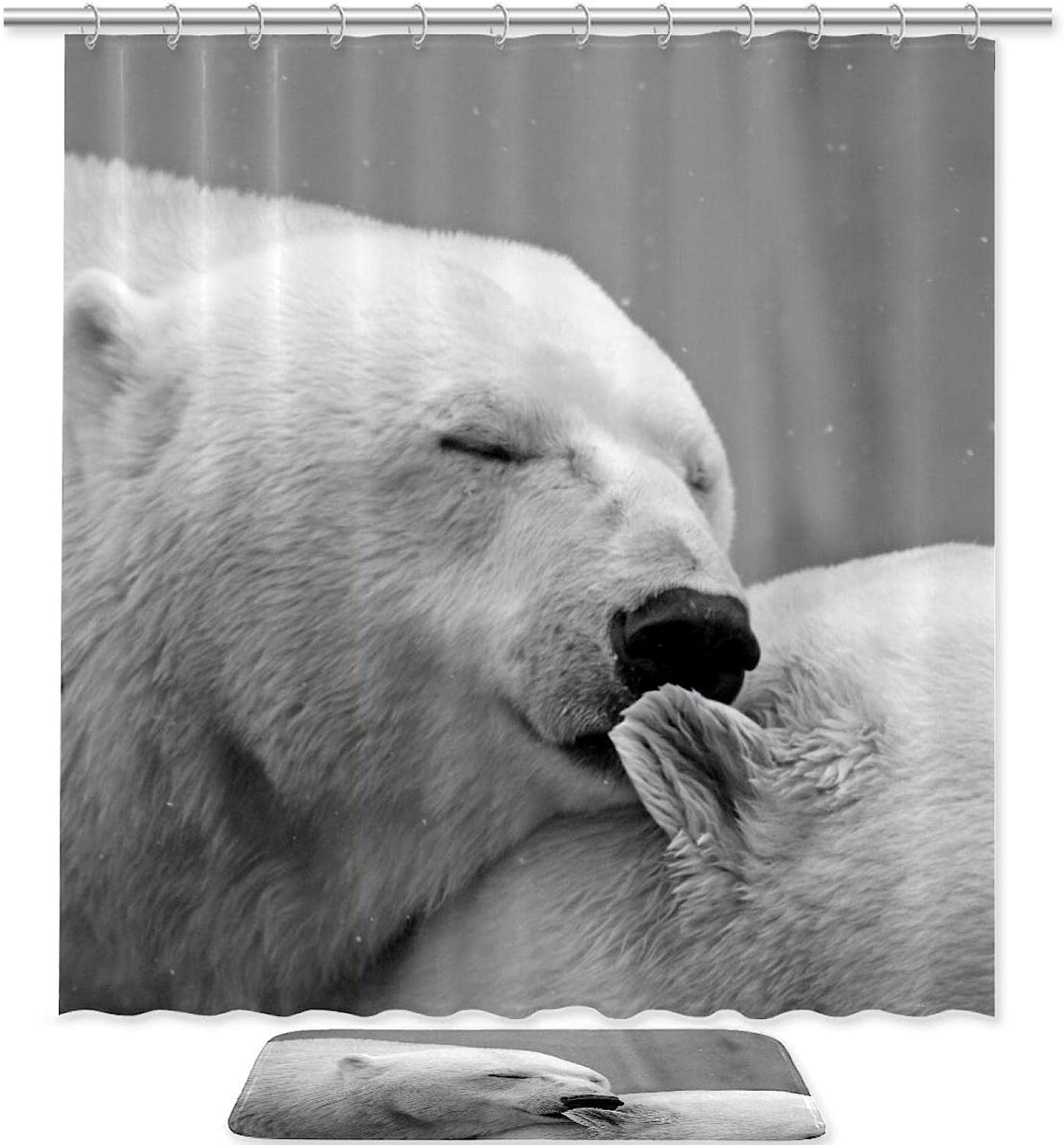 Waterproof Polar Bear Bathroom Curtain with Eye-catching Pattern