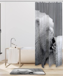Waterproof Polar Bear Bathroom Curtain with Eye-catching Pattern