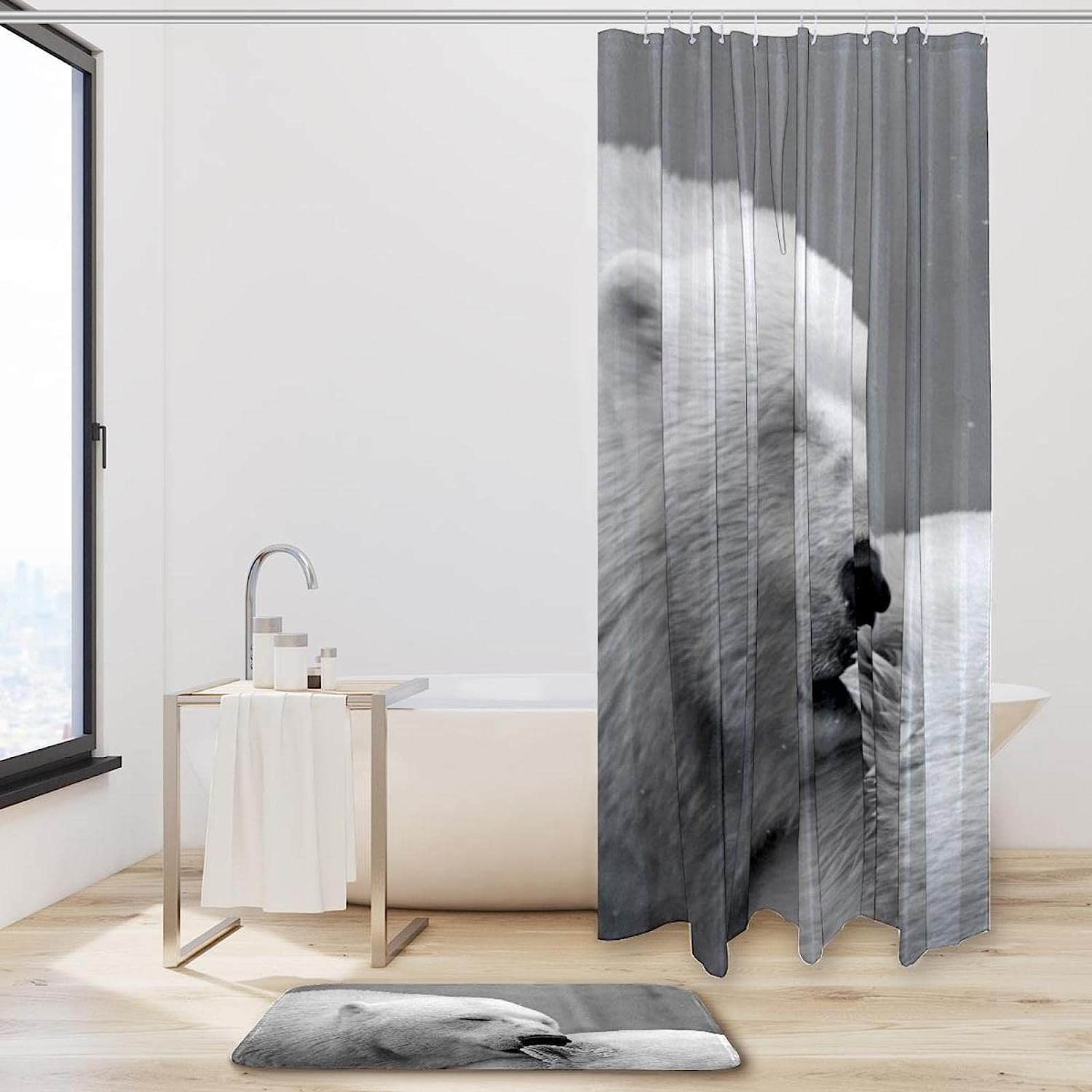 Waterproof Polar Bear Bathroom Curtain with Eye-catching Pattern