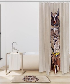 Waterproof Pretty Hand Drawn Owl Shower Curtain for Bathroom Decor