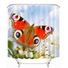 Waterproof Pretty Red Butterfly 3D Shower Curtain for Bathroom Decor 