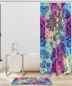 Waterproof Purple Elephant Totem Shower Curtain for Kids Bathroom