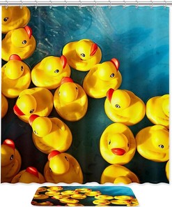Waterproof Rubber Ducks Shower Curtain for Kids' Bathrooms
