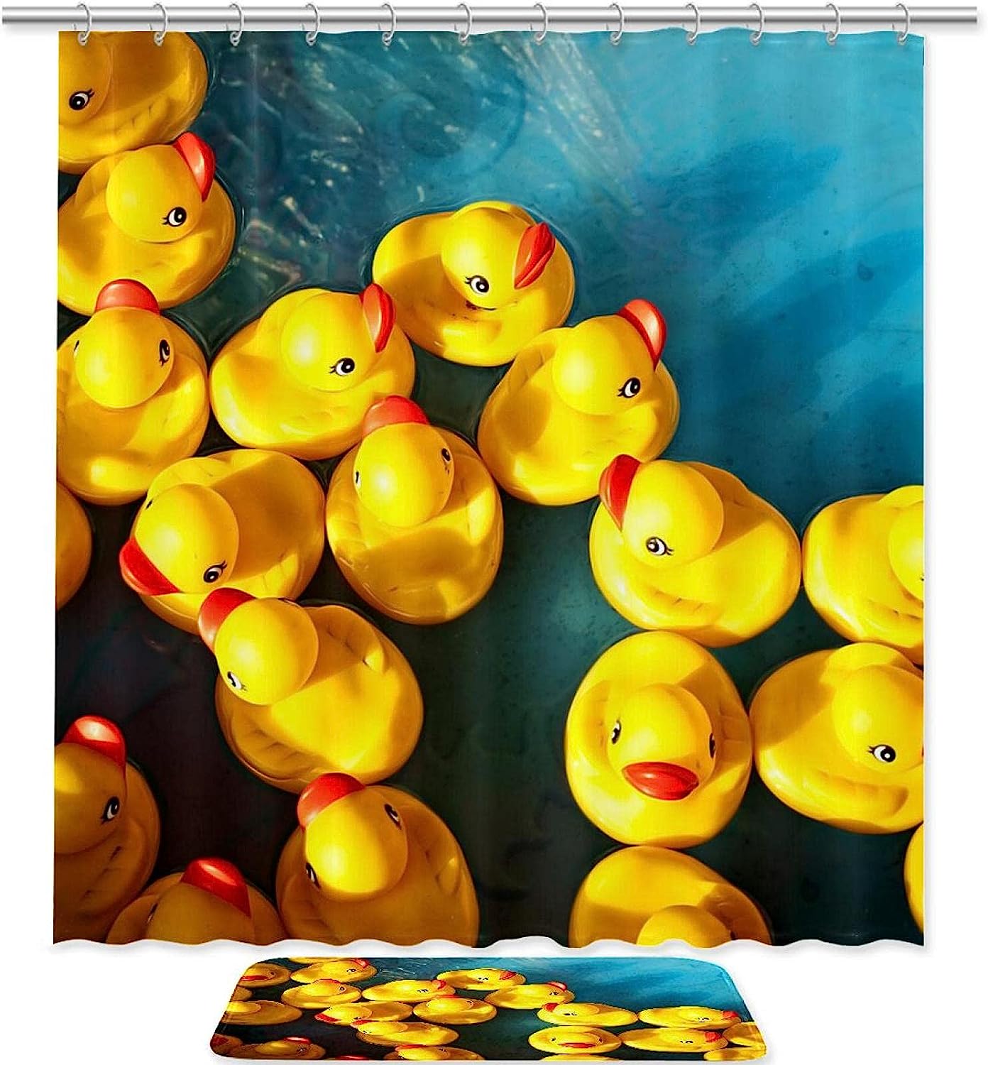 Waterproof Rubber Ducks Shower Curtain for Kids' Bathrooms