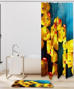 Waterproof Rubber Ducks Shower Curtain for Kids' Bathrooms