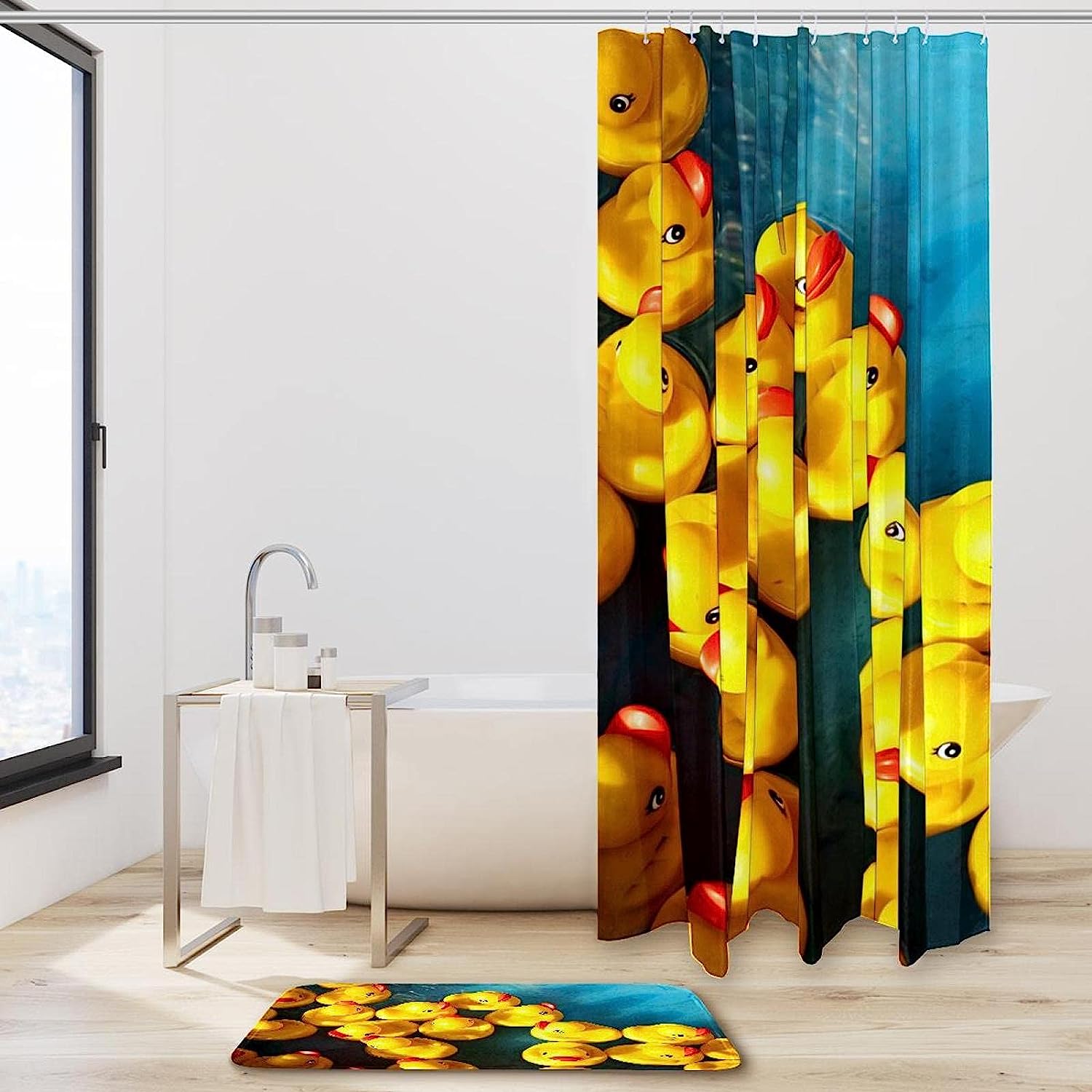 Waterproof Rubber Ducks Shower Curtain for Kids' Bathrooms