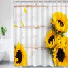Waterproof Rustic Striped Sunflower Shower Curtain for your Bathroom 