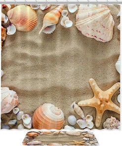 Waterproof Seashells and Beach Shower Curtain for Bathroom - Decorative Bathroom Curtain