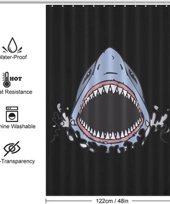 Waterproof Shark Teeth Printed Shower Curtain for Your Bathroom