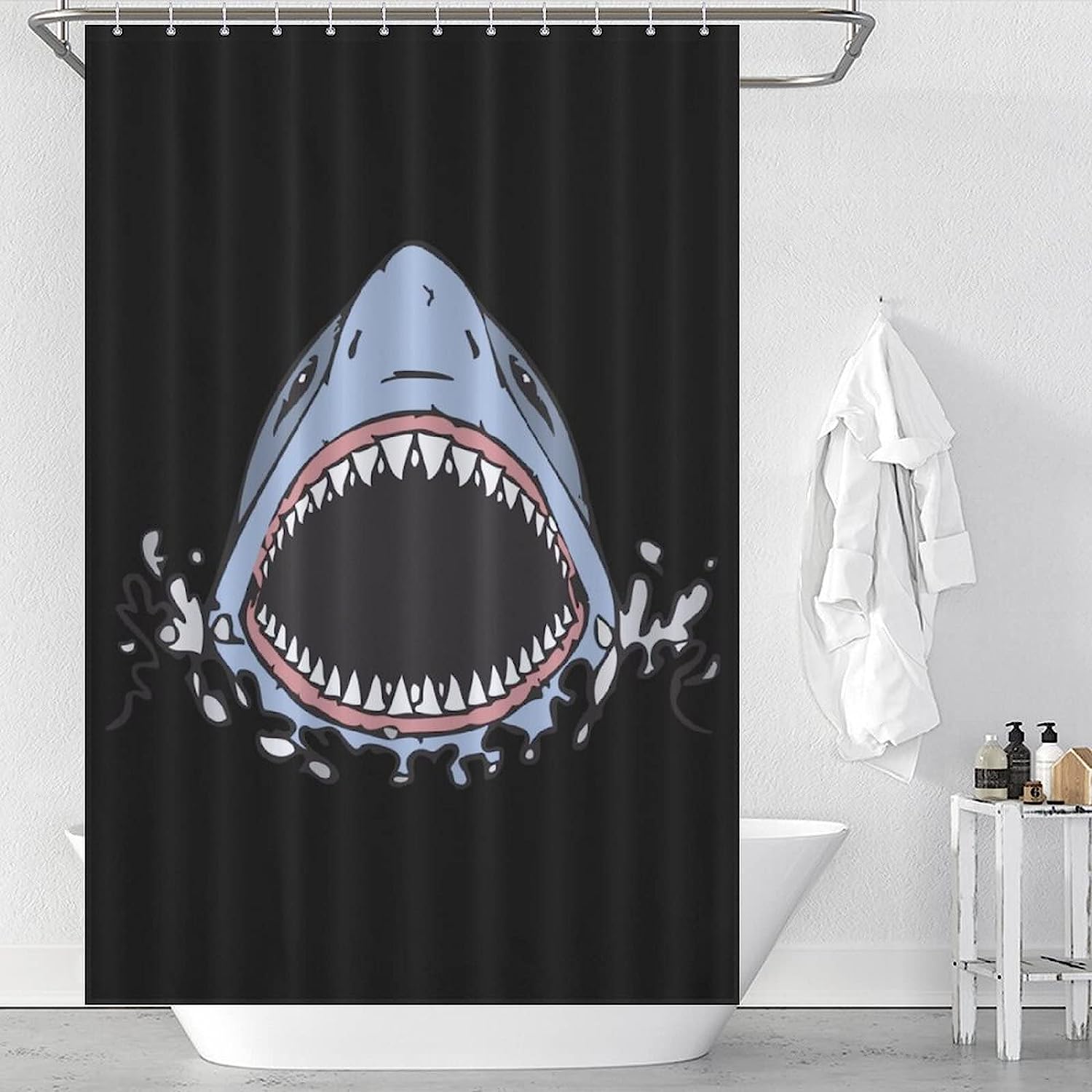 Waterproof Shark Teeth Printed Shower Curtain for Your Bathroom