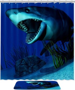 Waterproof Shark Under the Sea Shower Curtain for Your Bathroom