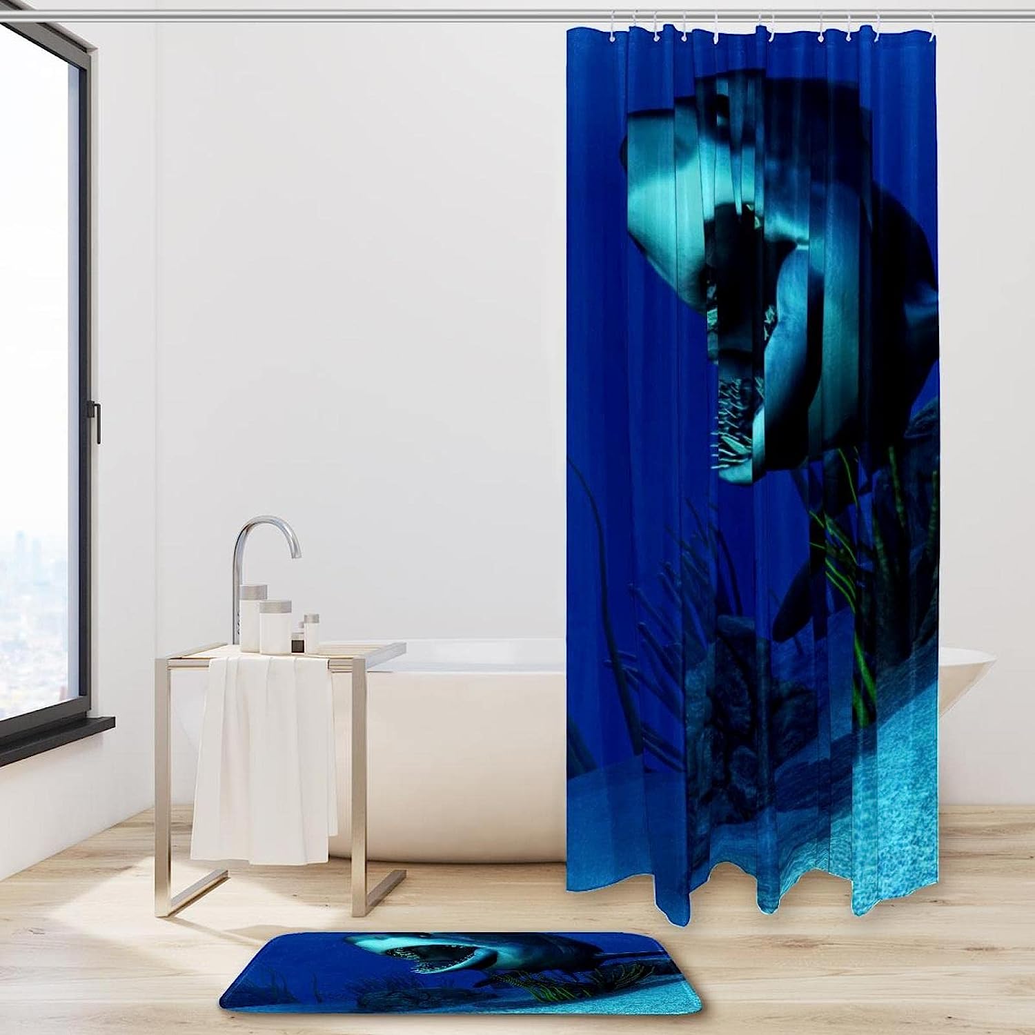 Waterproof Shark Under the Sea Shower Curtain for Your Bathroom