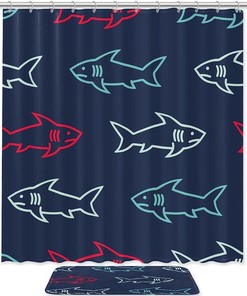 Waterproof Sharks Ocean Sea Fabric Shower Curtain for Your Bathroom