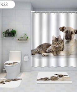 Waterproof Shower Curtain Set for Pet Lovers