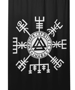 Waterproof Shower Curtain - Viking Compass Symbol Runes for Home Decor