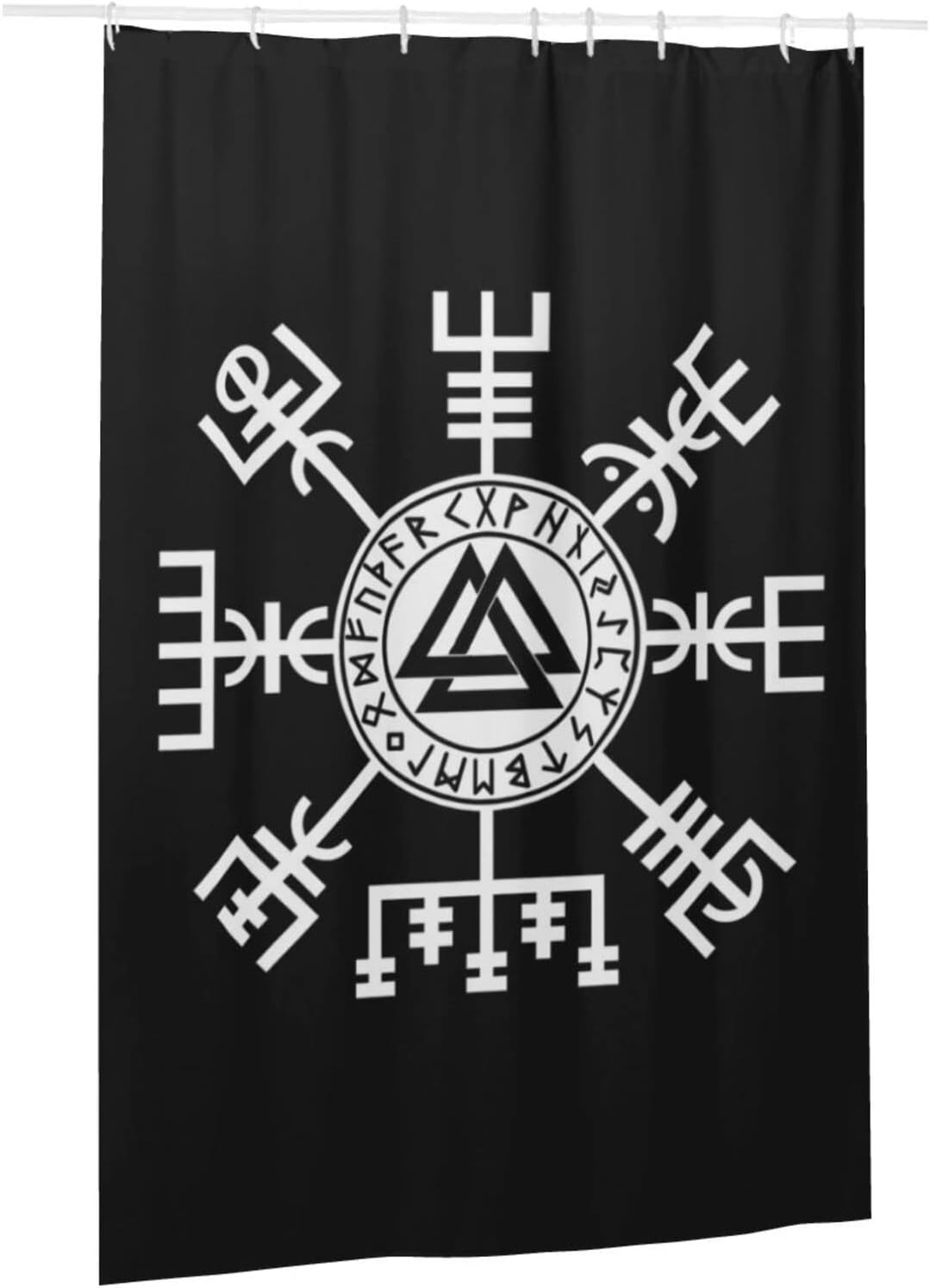 Waterproof Shower Curtain - Viking Compass Symbol Runes for Home Decor