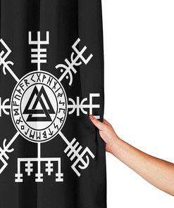 Waterproof Shower Curtain - Viking Compass Symbol Runes for Home Decor