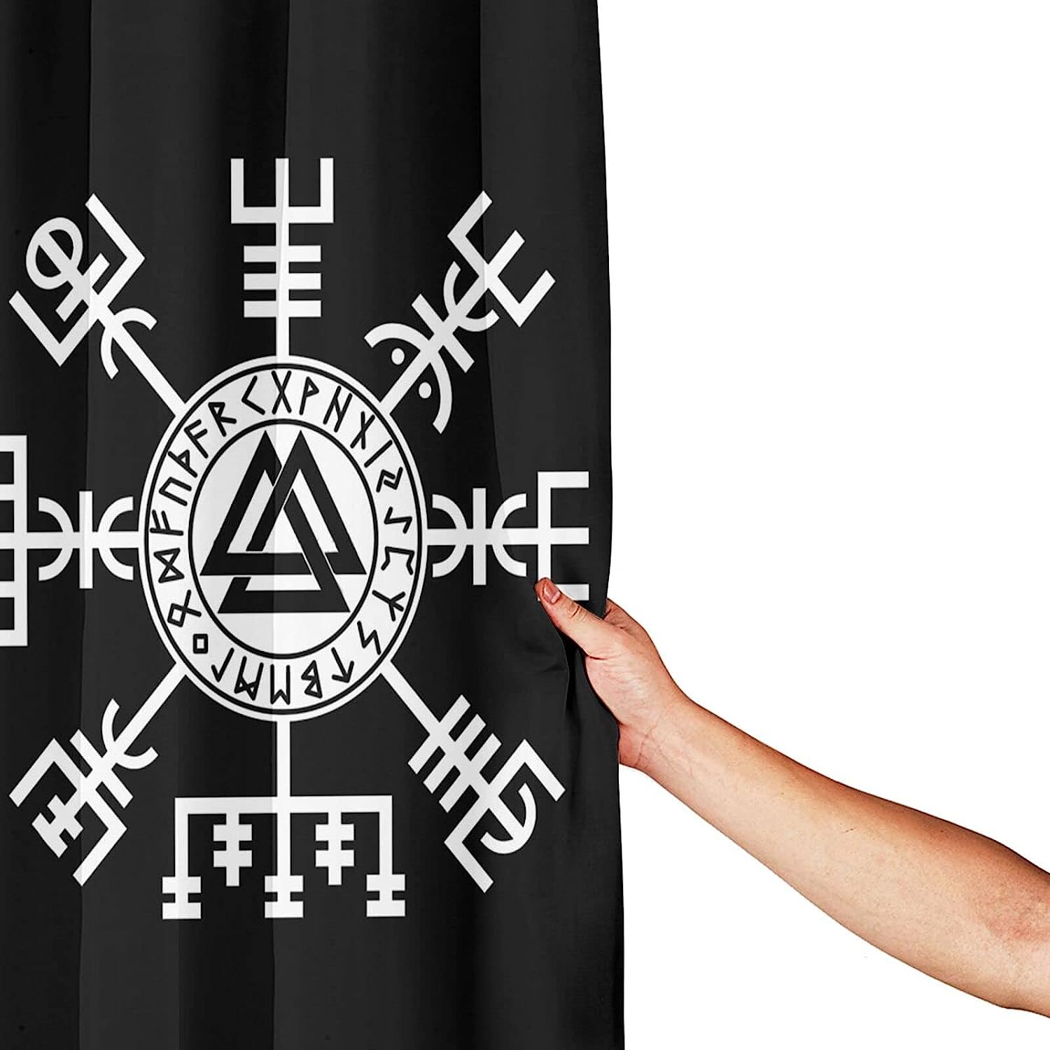 Waterproof Shower Curtain - Viking Compass Symbol Runes for Home Decor