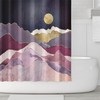 Waterproof Shower Curtain With Abstract Sun Mountains Landscape Design And Hooks Included