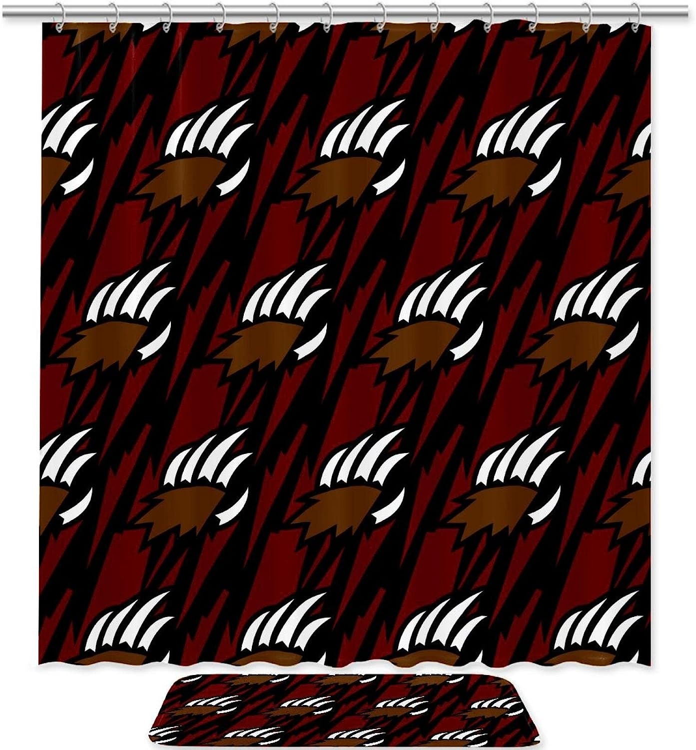 Waterproof Shower Curtain With Bear Animal Claw Print, Perfect For Rustic Bathroom Decor