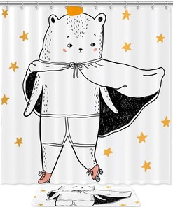 Waterproof Shower Curtain With Bear Animal Silhouette Print, Perfect For Rustic Bathroom Decor