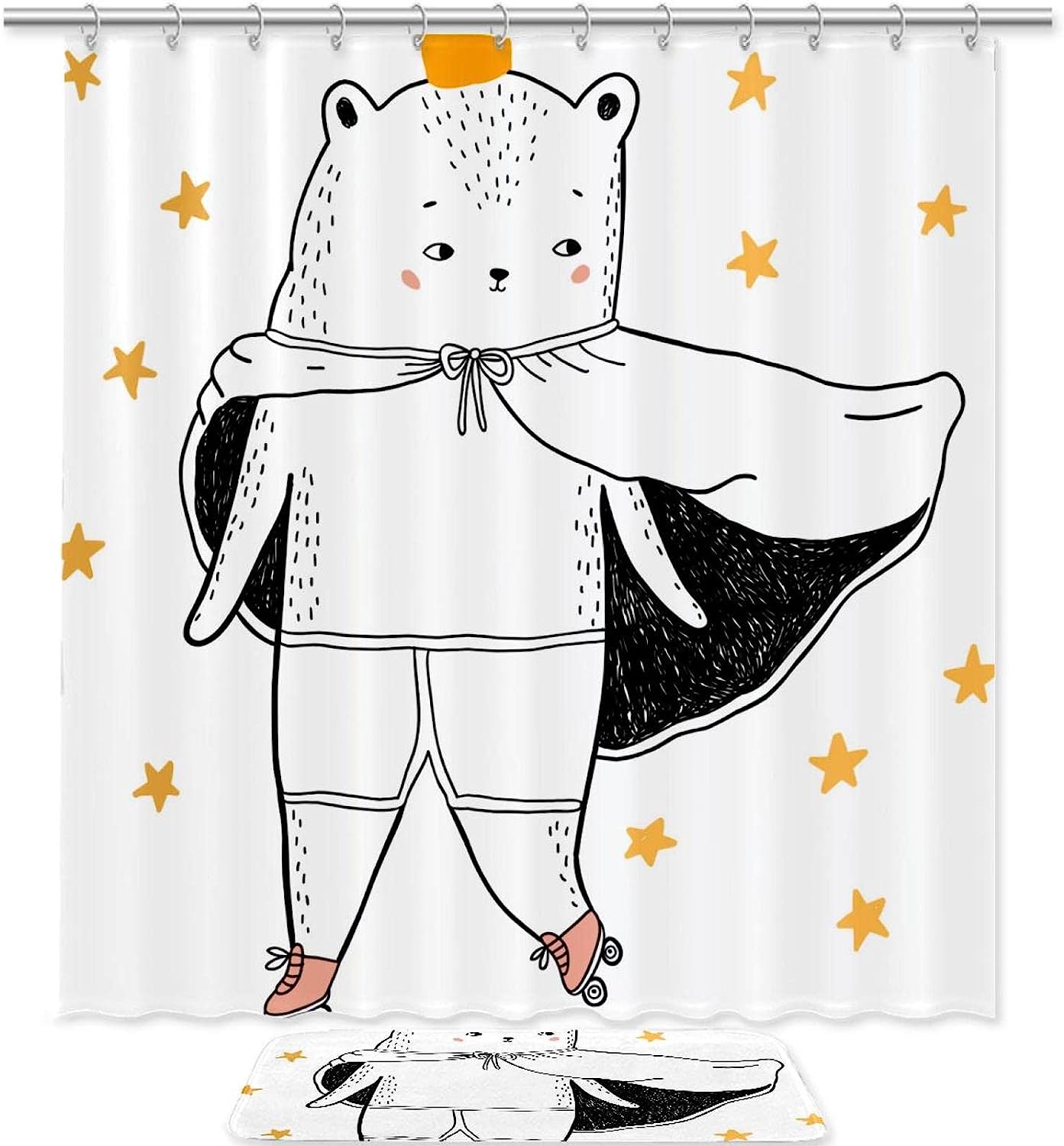 Waterproof Shower Curtain With Bear Animal Silhouette Print, Perfect For Rustic Bathroom Decor