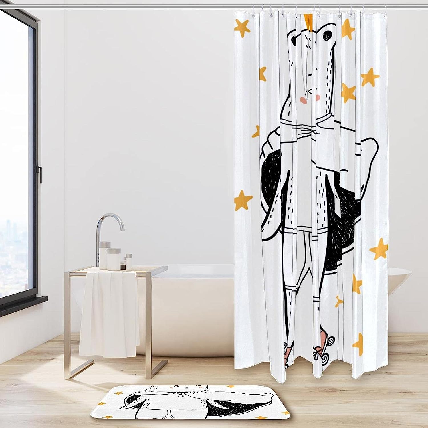 Waterproof Shower Curtain With Bear Animal Silhouette Print, Perfect For Rustic Bathroom Decor - Image 2