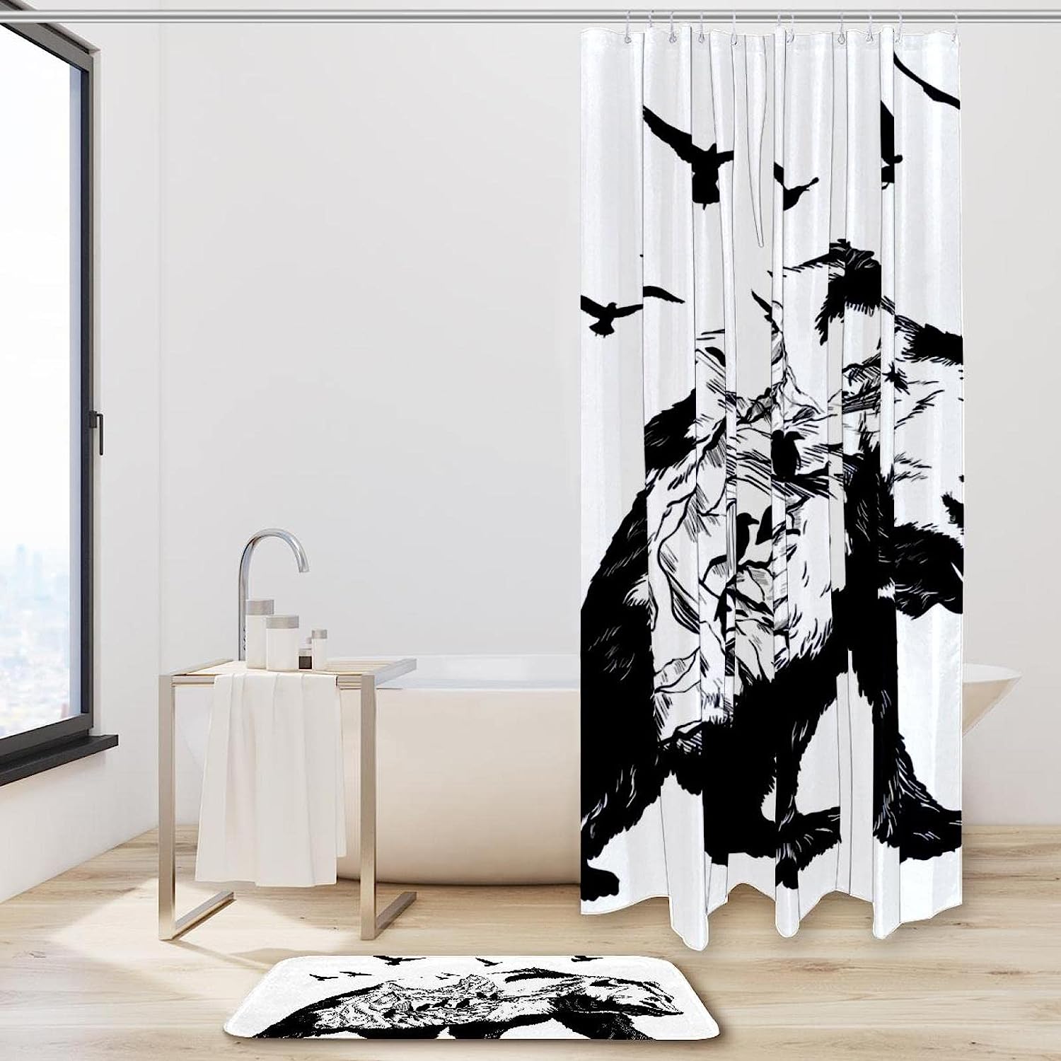 Waterproof Shower Curtain With Bear Glaciers Animal Print, Perfect For Rustic Bathroom Decor - Image 2