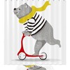 Waterproof Shower Curtain With Bear On Scooter Print, Perfect For Rustic Bathroom Decor