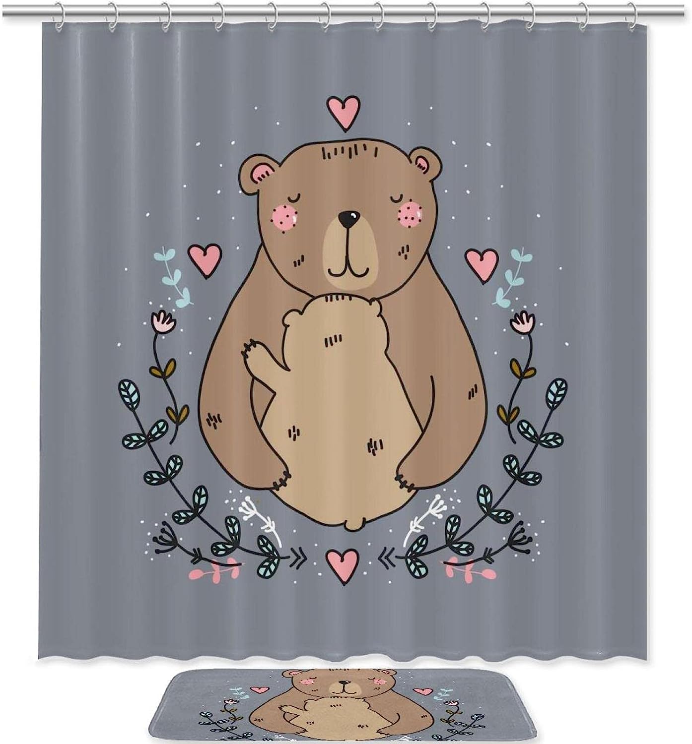 Waterproof Shower Curtain With Bear Print Design, Perfect For Rustic Lodge Or Cabin Bathrooms