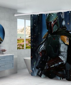 Waterproof Shower Curtain with Mandalorian Design from Star Wars Collection