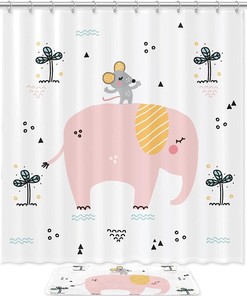 Waterproof Shower Curtain with Mouse Standing on Elephant Design: A Unique Bathroom Decor Idea