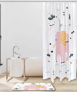 Waterproof Shower Curtain with Mouse Standing on Elephant Design: A Unique Bathroom Decor Idea