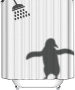 Waterproof Shower Penguin Shadow Curtain for Bathroom Fabric Shower 