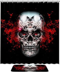 Waterproof Skull Fabric Shower Curtain - Unique Skull Bathroom Decor 